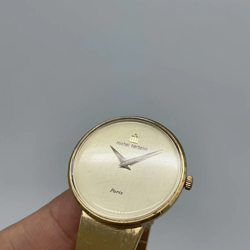 Vintage Michel Herbelin Womens Watch 29mm Champagne Dial Gold Tone Manual 6.5